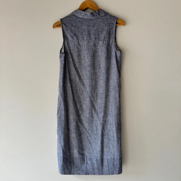 BeachLunchLounge - Brynn Sleeveless Linen Button Front Dress in Blue & White - Picture 2 of 7